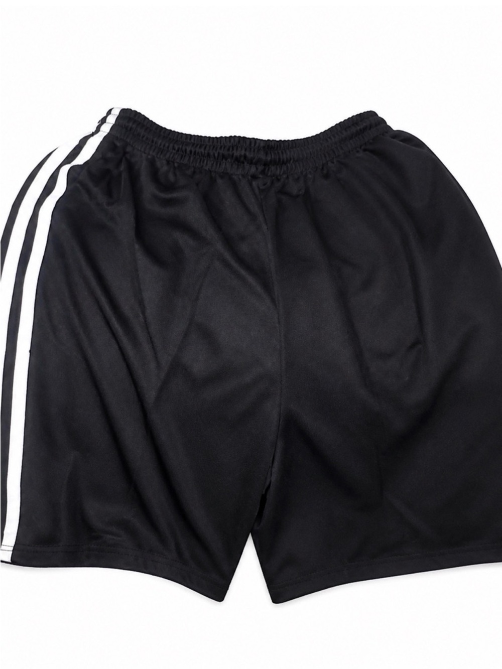 Men's Black Athletic Shorts with White Stripes - Picture 2 of 3